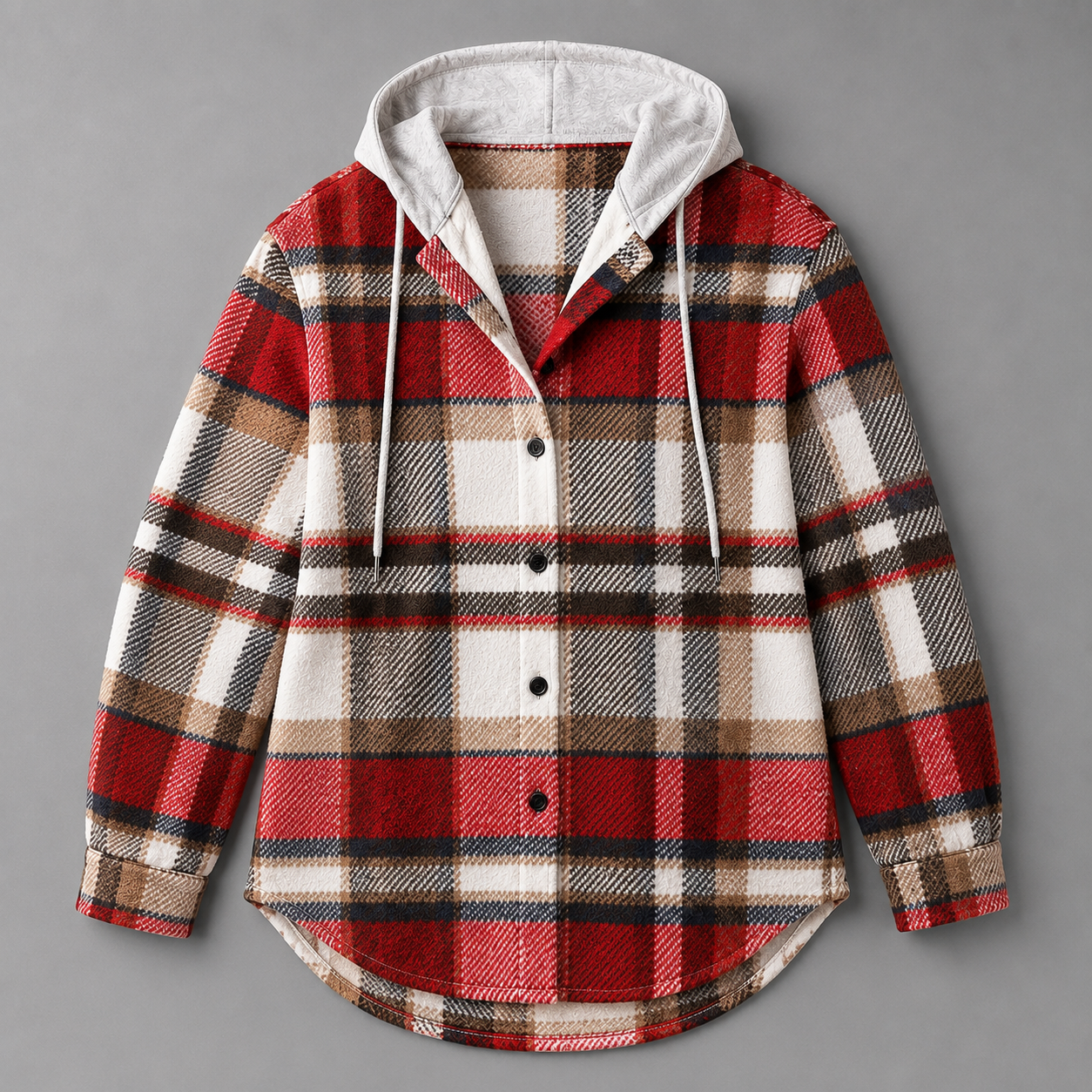 Karierte Hemdjacke mit Kapuze