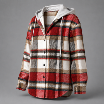 Karierte Hemdjacke mit Kapuze