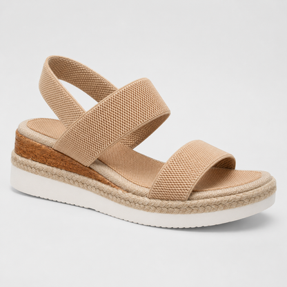 Flatform-Sandalen mit Fersenriemen