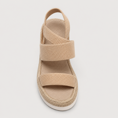 Flatform-Sandalen mit Fersenriemen