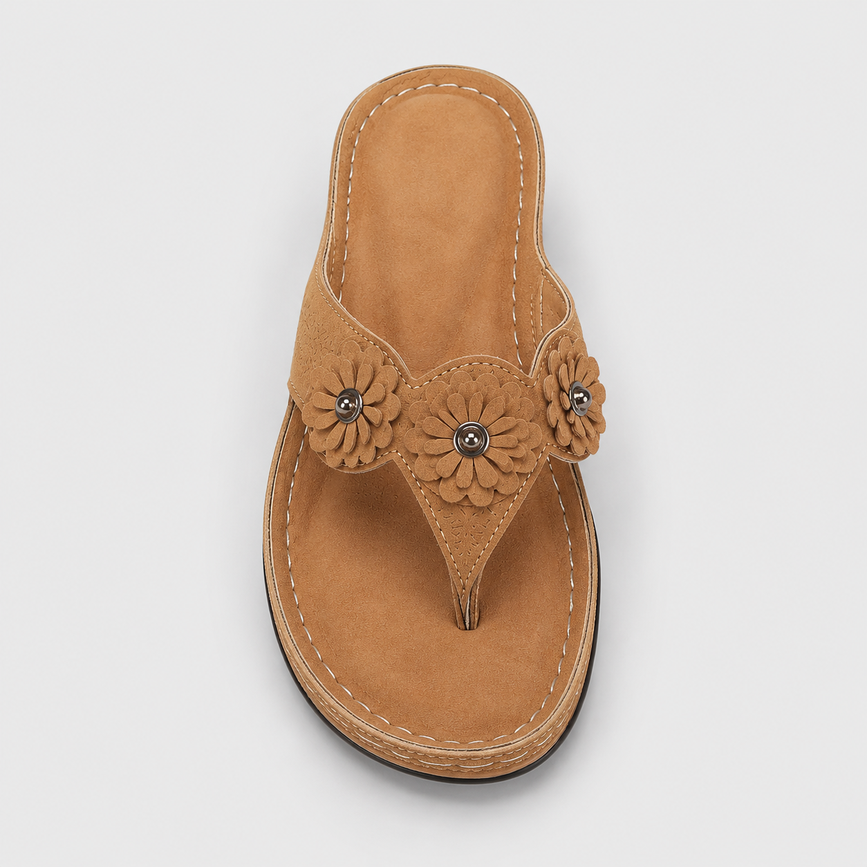 Blumen-Keilsandalen mit Zehensteg
