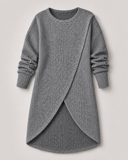 Langer Wickel-Strickpullover