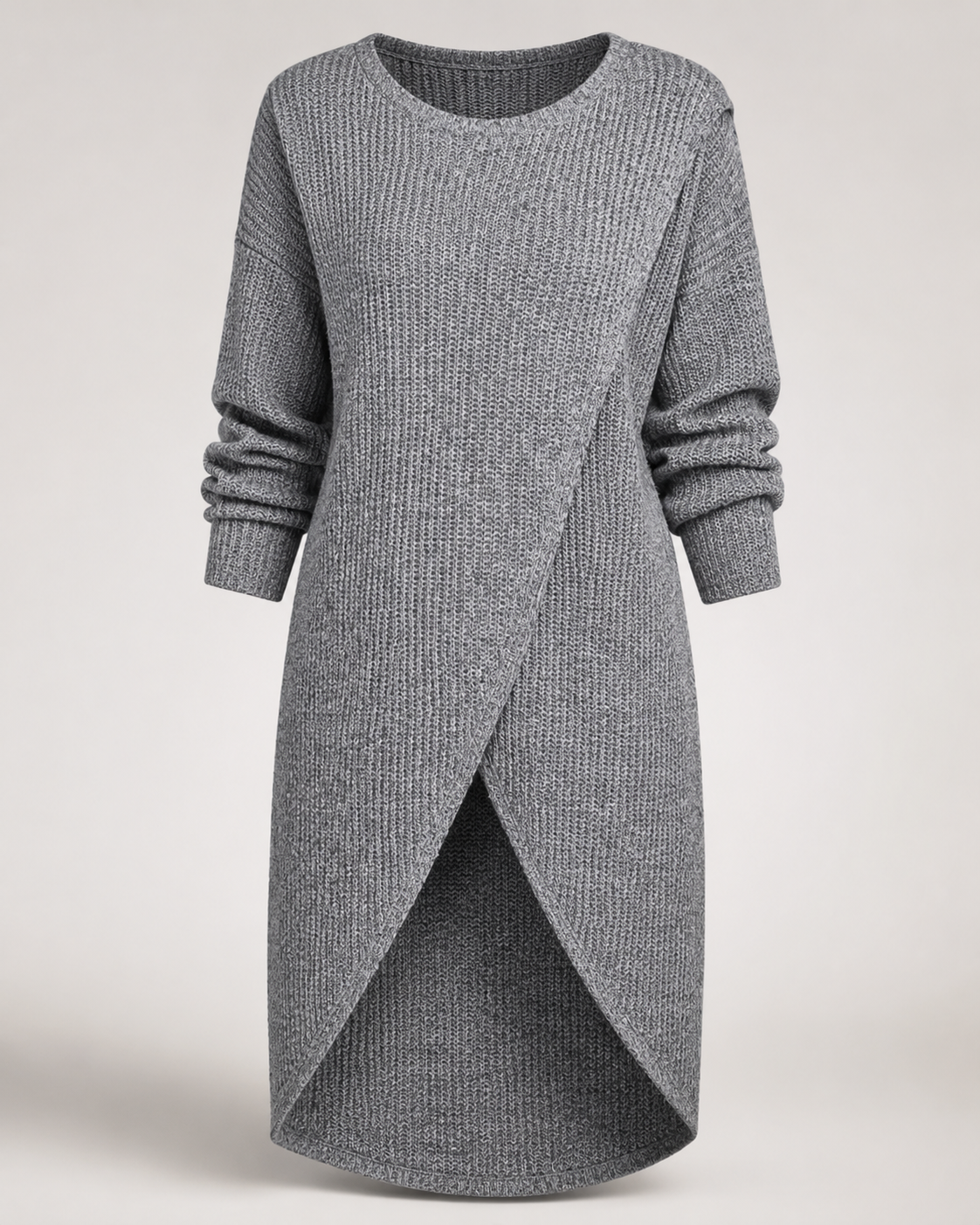 Langer Wickel-Strickpullover