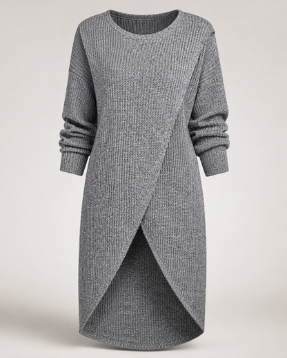 Langer Wickel-Strickpullover