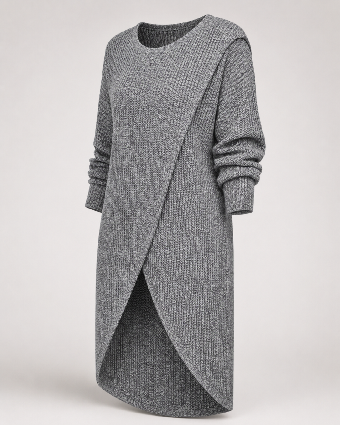 Langer Wickel-Strickpullover