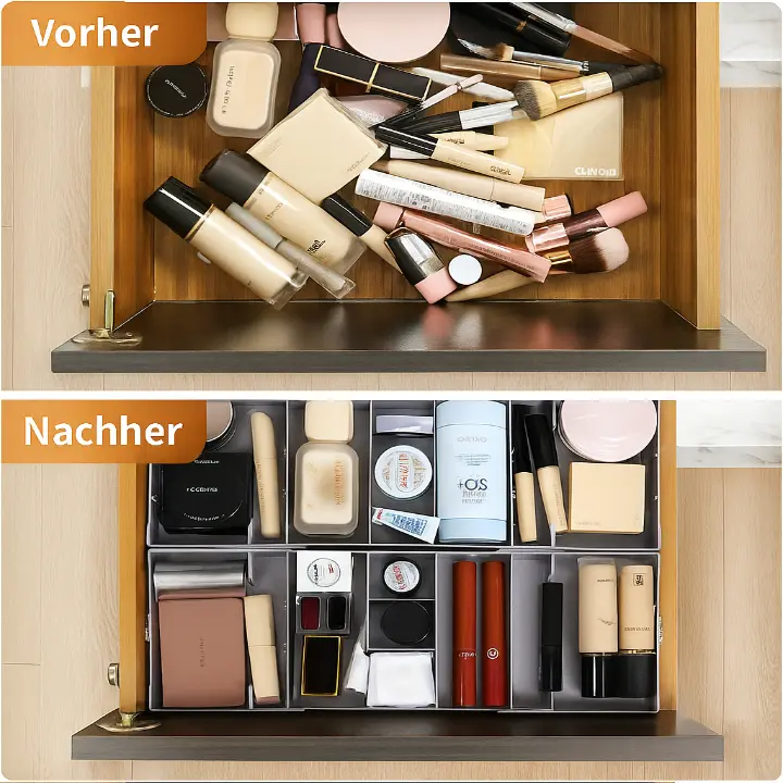 Three-tier expandable drawer organizer with stackable storage trays