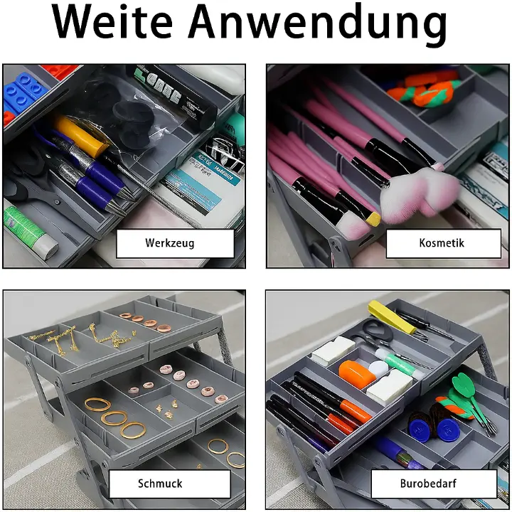 Three-tier expandable drawer organizer with stackable storage trays