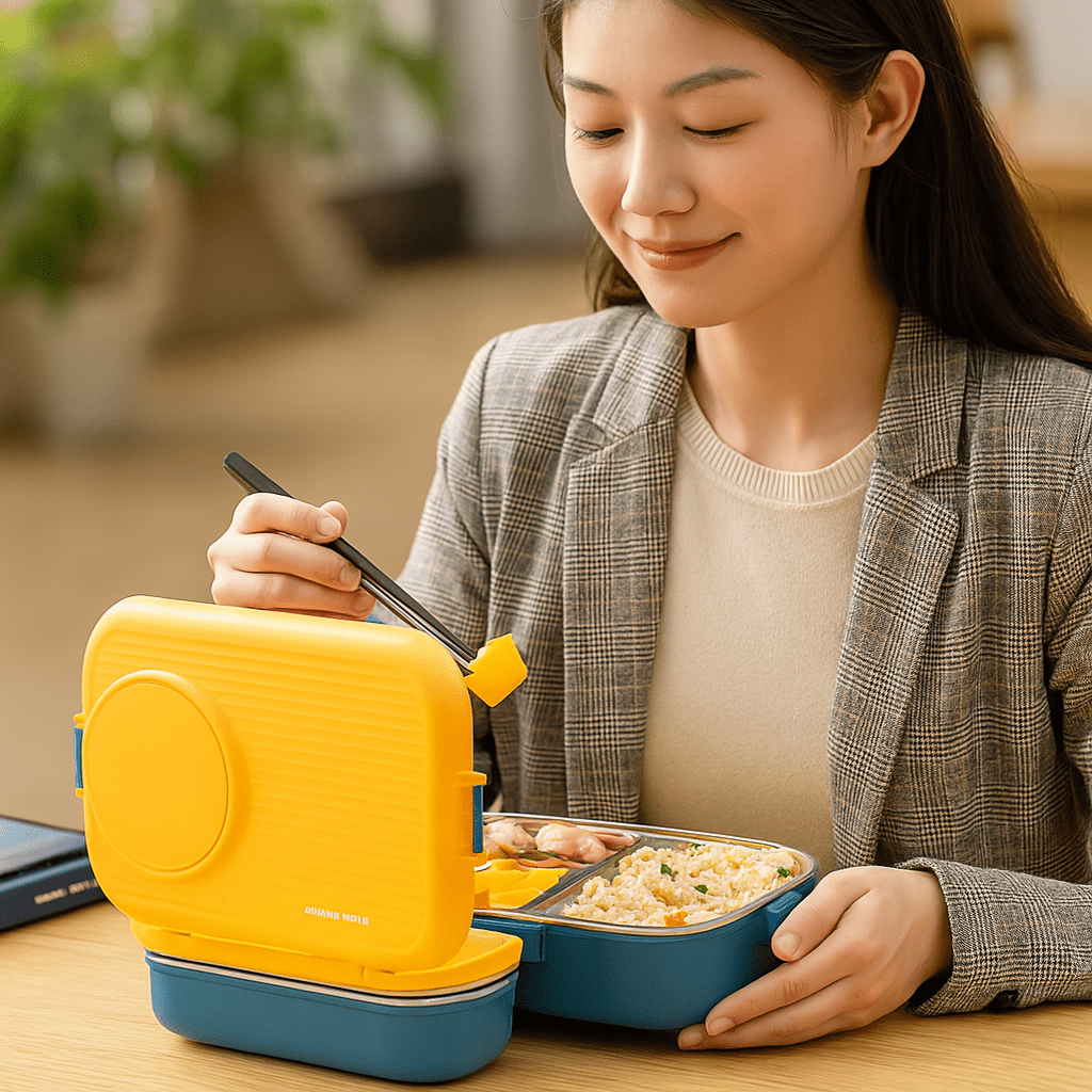 Lunch box stainless steel with insulation and 3 compartments