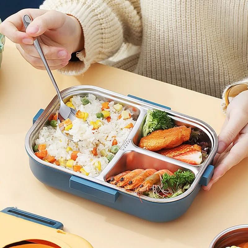 Lunch box stainless steel with insulation and 3 compartments