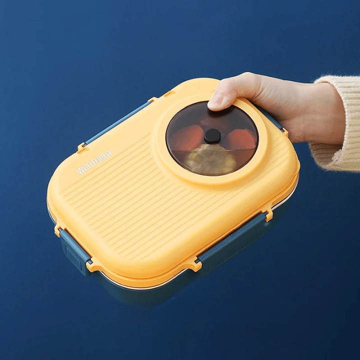 Lunch box stainless steel with insulation and 3 compartments