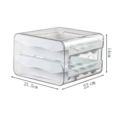 Two-tier stackable egg storage box with pull-out drawers for the refrigerator