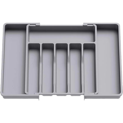 Expandable cutlery drawer organizer with adjustable flatware compartments
