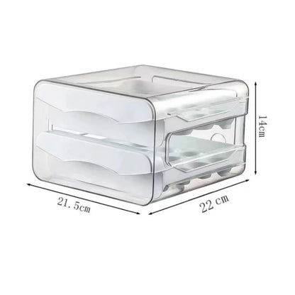Two-tier stackable egg storage box with pull-out drawers for the refrigerator