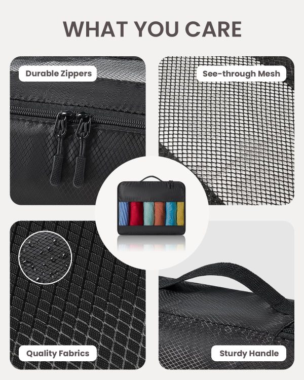 Packing Cubes for Travel - 8 Set of Packing Cubes for Suitcases - Packing Cubes for Carry on Suitcase Organizer Bags Set for Travel Accessories, Travel Bags Organizer for Luggage (Black) - Image 3
