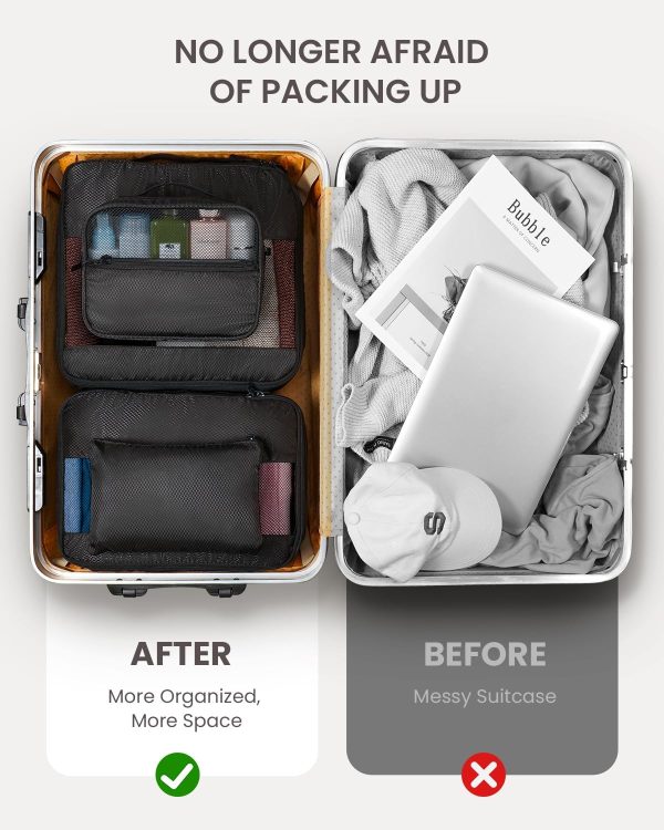 Packing Cubes for Travel - 8 Set of Packing Cubes for Suitcases - Packing Cubes for Carry on Suitcase Organizer Bags Set for Travel Accessories, Travel Bags Organizer for Luggage (Black) - Image 4