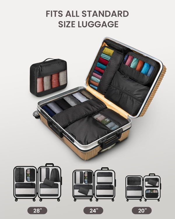 Packing Cubes for Travel - 8 Set of Packing Cubes for Suitcases - Packing Cubes for Carry on Suitcase Organizer Bags Set for Travel Accessories, Travel Bags Organizer for Luggage (Black) - Image 5