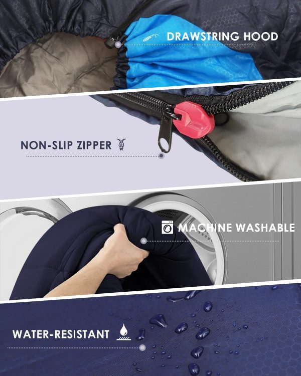 Sleeping Bags for Adults Backpacking Lightweight Waterproof- Cold Weather Sleeping Bag for Girls Boys Mens for Warm Camping Hiking Outdoor Travel Hunting with Compression Bags - Image 5