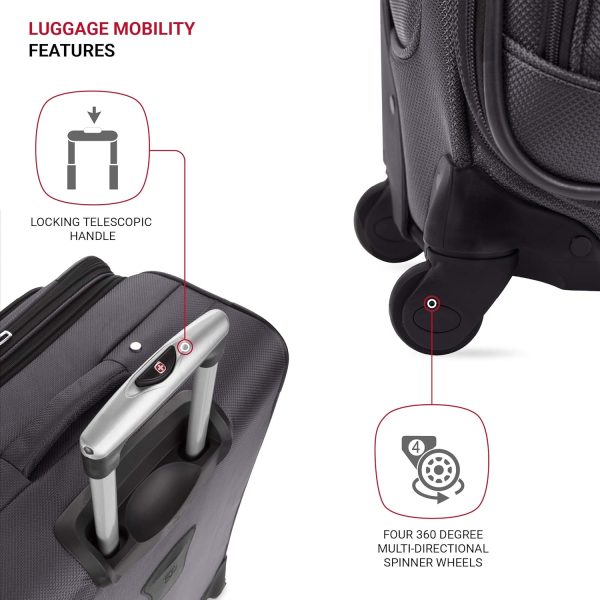 Sion Softside Expandable Luggage, Dark Grey, Carry-On 21-Inch - Image 2