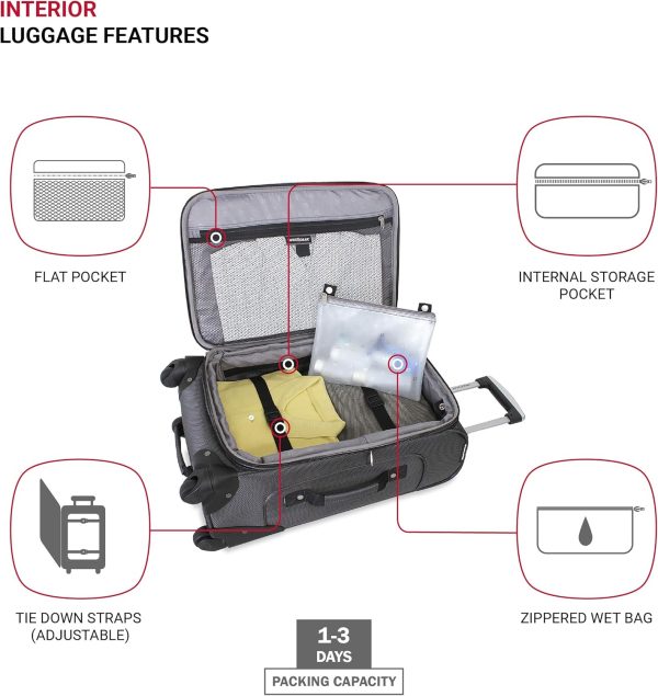 Sion Softside Expandable Luggage, Dark Grey, Carry-On 21-Inch - Image 4