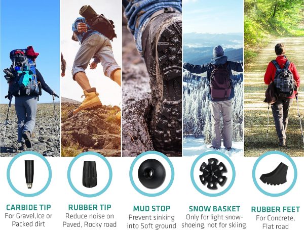 TREKOLOGY Trekking Poles Collapsible Nordic Hiking Poles - Cork Handle 2pc Ultralight Folding Walking Sticks, Hiking Sticks, Lightweight Aluminum Foldable Trekking Walking Sticks for Seniors Women Men - Image 6