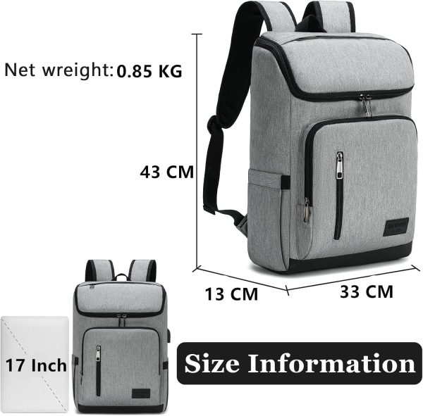 YALUNDISI Laptop Backpacks Travel Backpack Carry On Backpack Casual Daypack with USB Charging Port for Men Women Grey - Image 3